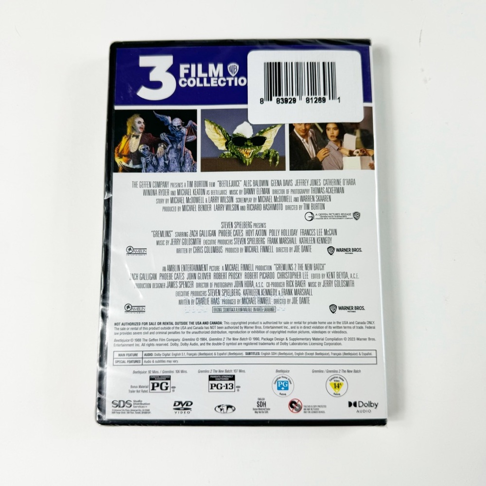 ⭐️ 164. Beetlejuice + Gremlins 1 & 2 DVD Set 3-Film Collection Horror Comedy NWT - Picture 4 of 5